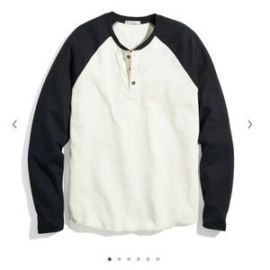 NWT Marine Layer Double Knit Long Sleeve Baseball Henley in Natural/Black M/L
